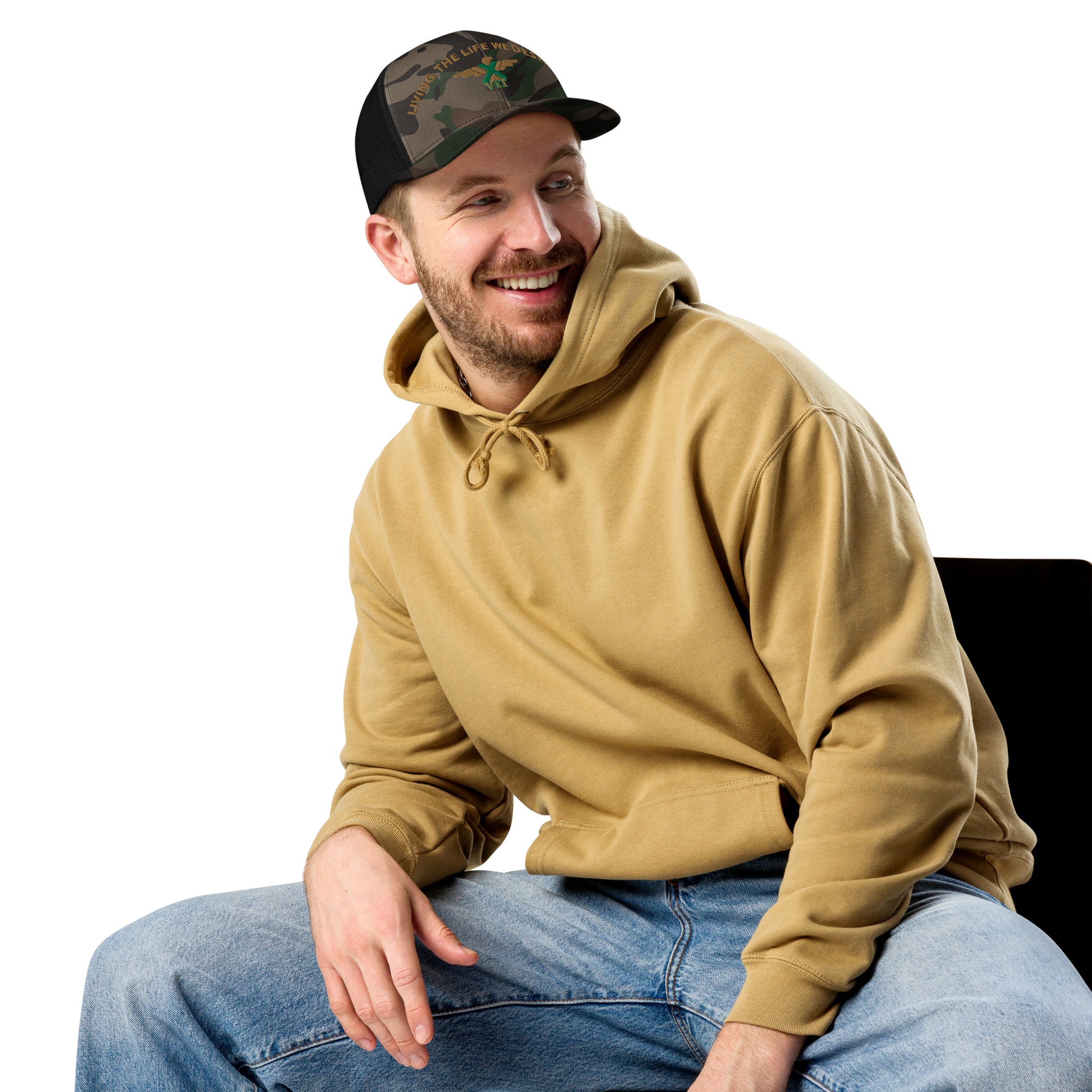 X-VET "Living The Life We Deserve". Camouflage Trucker hat - X-VET