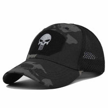 Load image into Gallery viewer, Tactical Military Caps Multicolor Camouflage Breathable Mesh Punisher Skeleton Snapback Hat - X-VET
