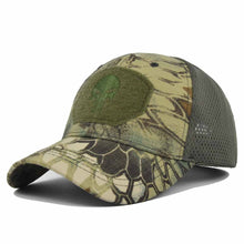 Load image into Gallery viewer, Tactical Military Caps Multicolor Camouflage Breathable Mesh Punisher Skeleton Snapback Hat - X-VET
